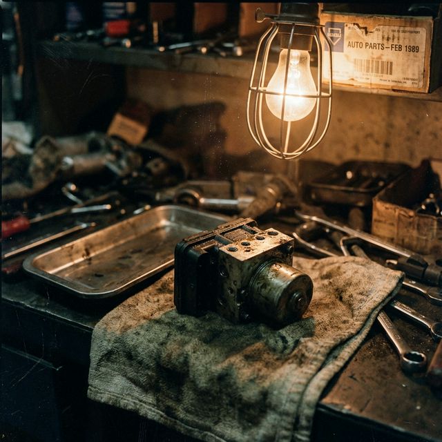 A greasy transmission modulator valve resting on a shop rag