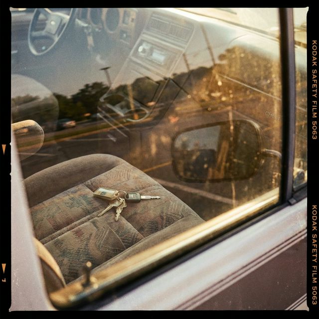 Car keys dangling tantalizingly on the driver's seat