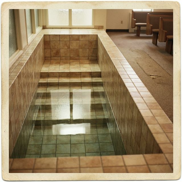 A classic 1980s LDS meetinghouse baptismal font