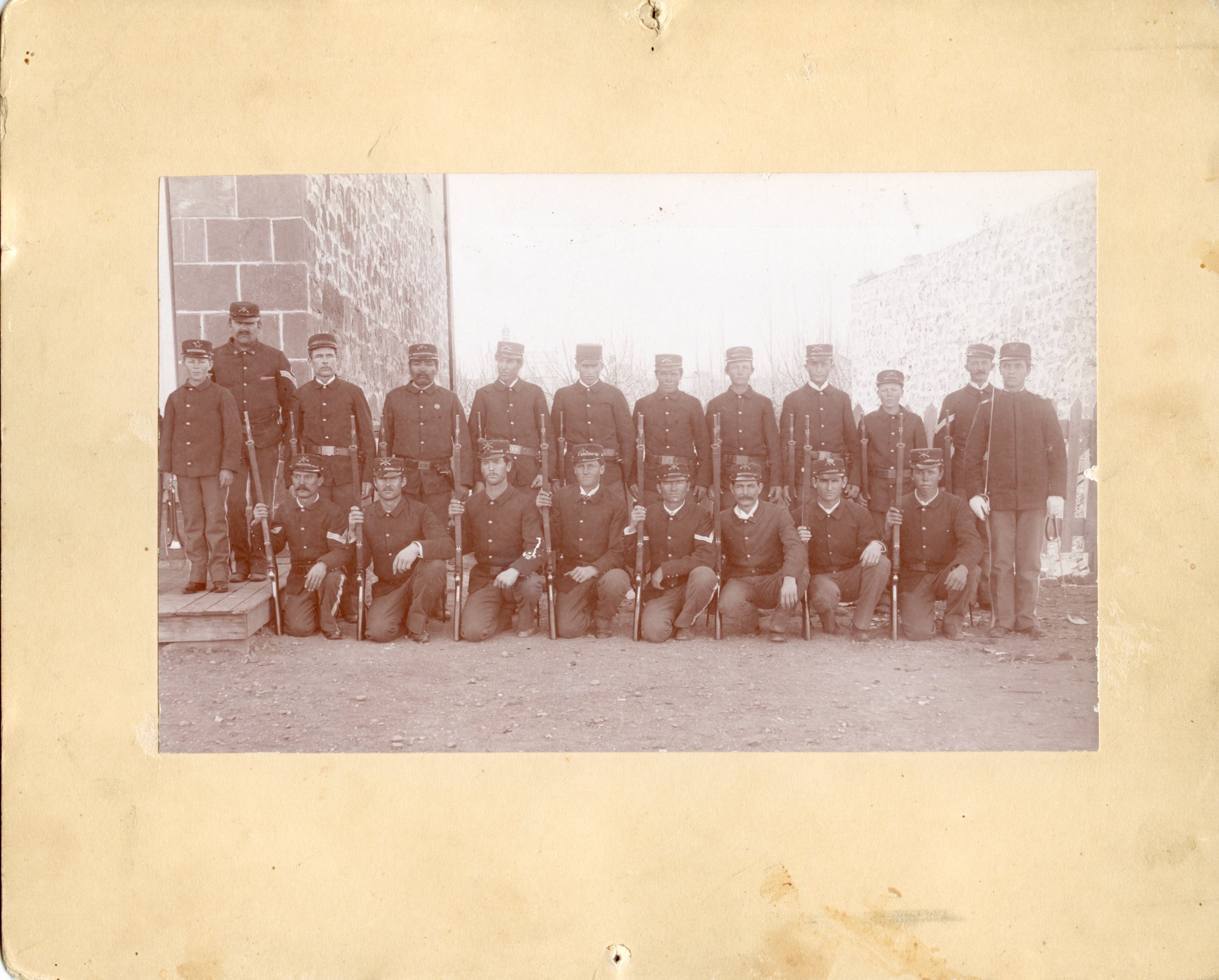 Company K, Arizona National Guard, group portrait with rifles, circa 1897